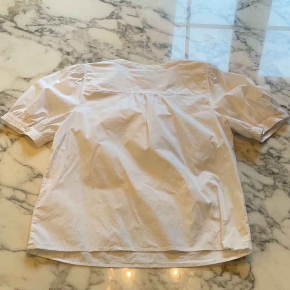 NWT J. Crew Factory Women’s Sz Small Poplin Short Sleeve Top in White / CA201 - Picture 4 of 6